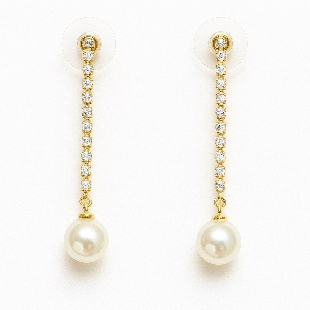 Classic Gold and White Pearl Earrings